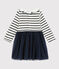 Vestido de manga larga para bebé niña blanco MARSHMALLOW/ SMOKING ARGENT BRILLANT