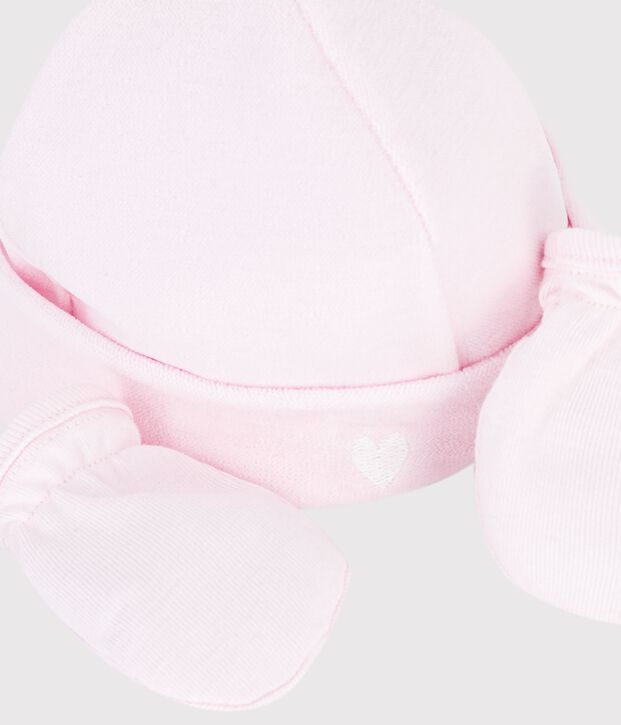 Juego de gorro y manoplas lisos para beb&eacute; multicolor