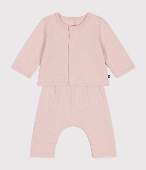 Conjunto de dos piezas para beb&eacute; de t&uacute;bico acolchado rosa