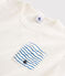 Pijama corto blanco y azul de canalé unisex blanco MARSHMALLOW/azul COOL