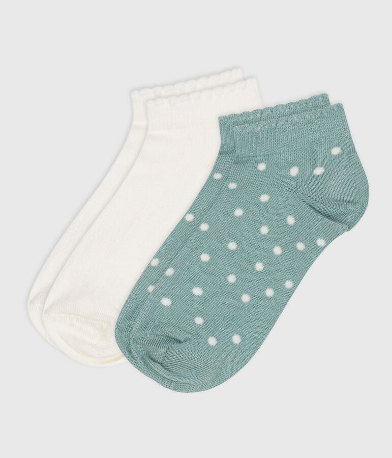 2 pares de calcetines de algod&oacute;n con lunares para ni&ntilde;a multicolor