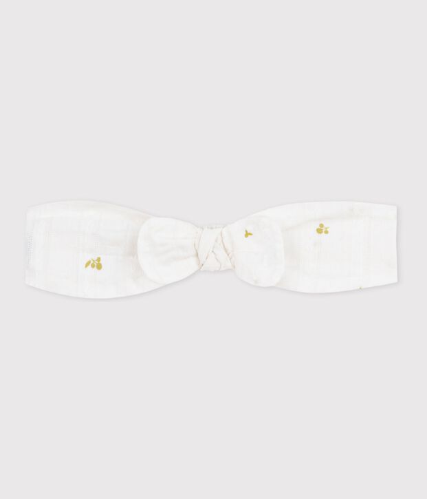 Cinta infantil de popelina con estampado de flores blanco/verde