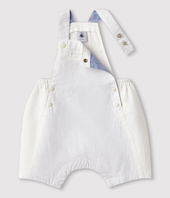Peto corto de lino para bebé niño blanco MARSHMALLOW