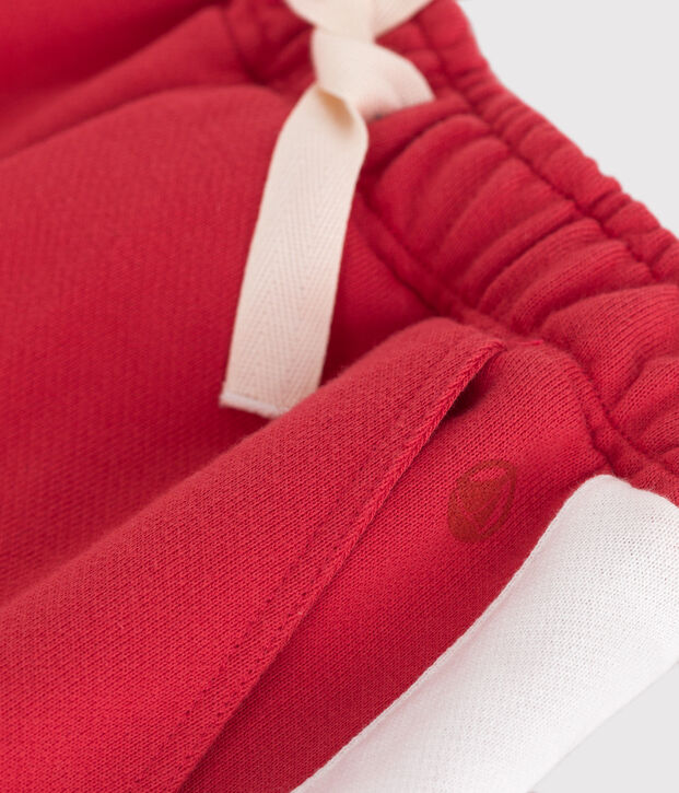 Bermudas cortas infantiles de algod&oacute;n liso rojo