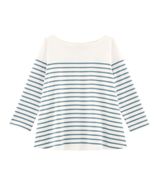 Jersey marinero con vuelo para mujer blanco MARSHMALLOW/azul FONTAINE
