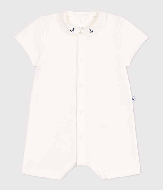 Pelele de bebé de algodón con cuello bordado blanco MARSHMALLOW