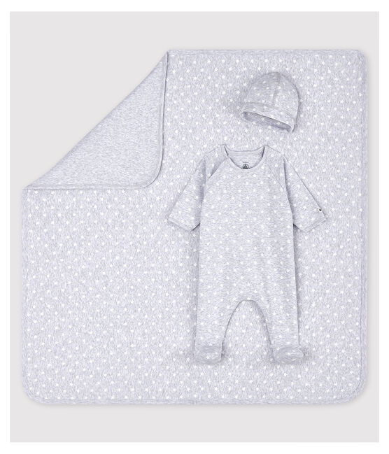 Estuche de regalo para recién nacido gris jaspeado de bebé de algodón ecológico variante 1