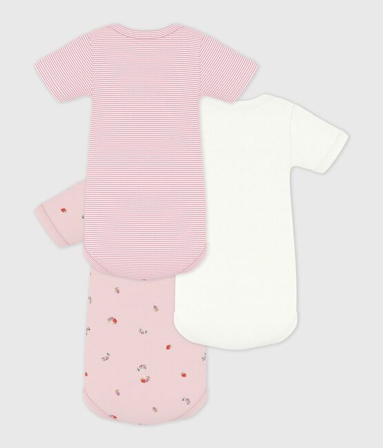 Juego de bodies de algodón de manga corta con estampado de flores para bebé variante 1