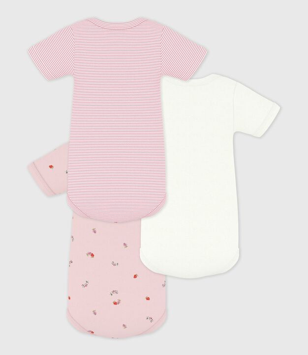 Juego de bodies de algod&oacute;n de manga corta con estampado de flores para beb&eacute; multicolor