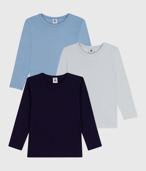 Juego de camisetas infantiles lisas de algodón de manga larga variante 1