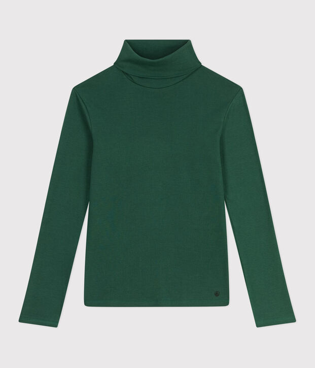 Camiseta de cuello alto Ic&oacute;nica de algod&oacute;n para mujer verde