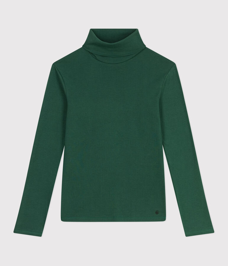 Camiseta de cuello alto Ic&oacute;nica de algod&oacute;n para mujer verde