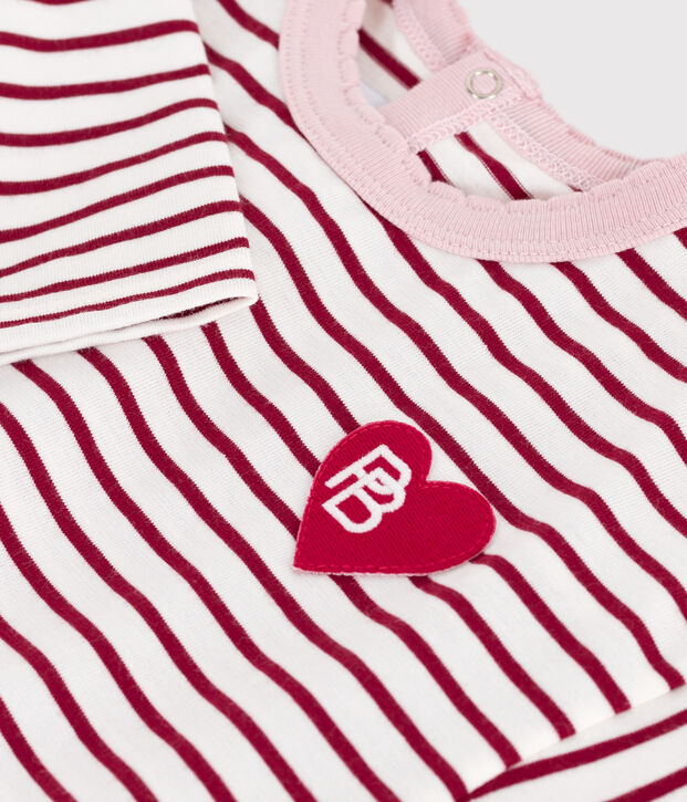 Camiseta de manga larga de algod&oacute;n a rayas para beb&eacute; rojo/rojo
