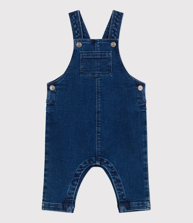 Peto largo de tejido denim con elastano para beb&eacute; azul
