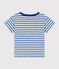 Camiseta de manga corta de algodón a rayas para bebé blanco MARSHMALLOW/azul PERSE