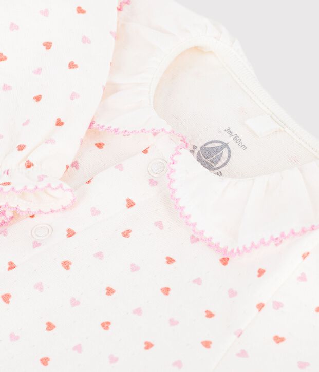Pijama de t&uacute;bico con estampado de corazones para beb&eacute; blanco/multicolor