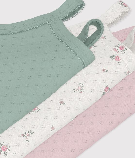 Juego de bodies de tirantes de algodón calado con flores para bebé variante 1