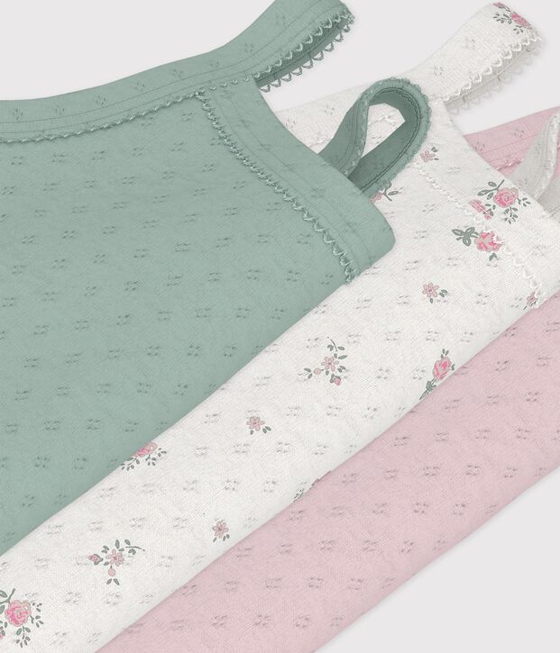 Juego de bodies de tirantes de algod&oacute;n calado con flores para beb&eacute; multicolor