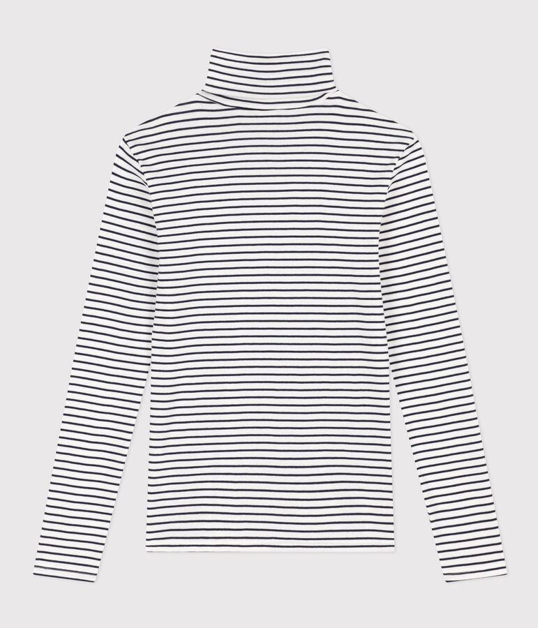 Camiseta L'ICONIQUE de algod&oacute;n con cuello vuelto para mujer blanco MARSHMALLOW/azul SMOKING