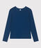 Camiseta LA RECTA de algodón con cuello redondo para mujer azul INCOGNITO