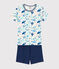 Pijama corto con animales marinos de niño de algodón blanco MARSHMALLOW/blanco MULTICO