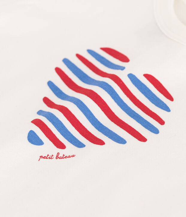 Camiseta lisa de manga corta de algod&oacute;n para beb&eacute; blanco/multicolor