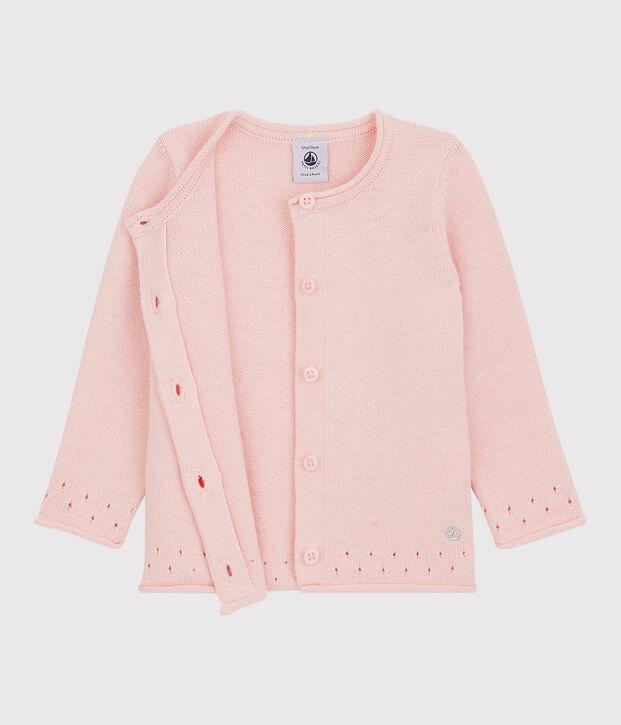 C&aacute;rdigan de punto de beb&eacute;. rosa