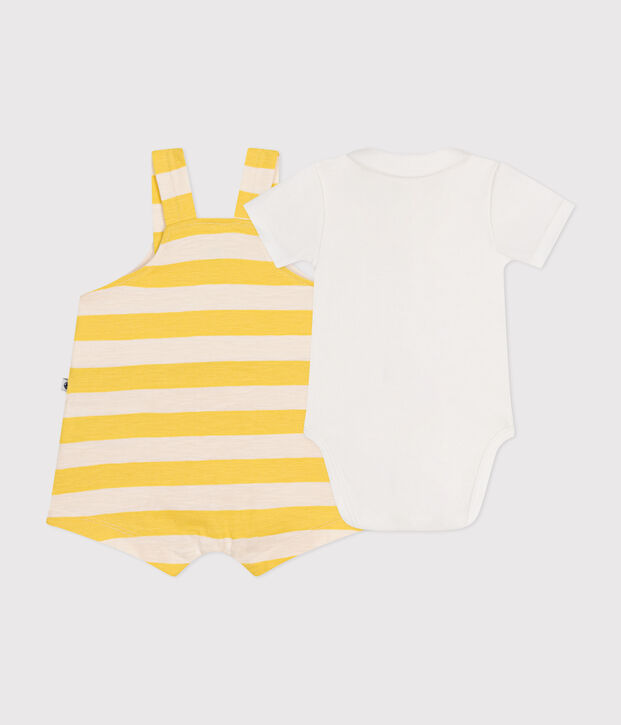 Conjunto de peto de jersey flameado para beb&eacute; amarillo/crudo
