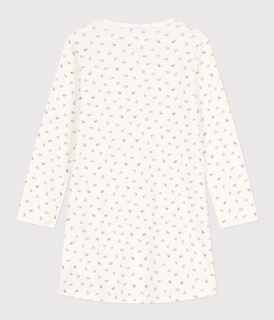 Camisón de algodón con flores para niña blanco MARSHMALLOW/blanco MULTICO