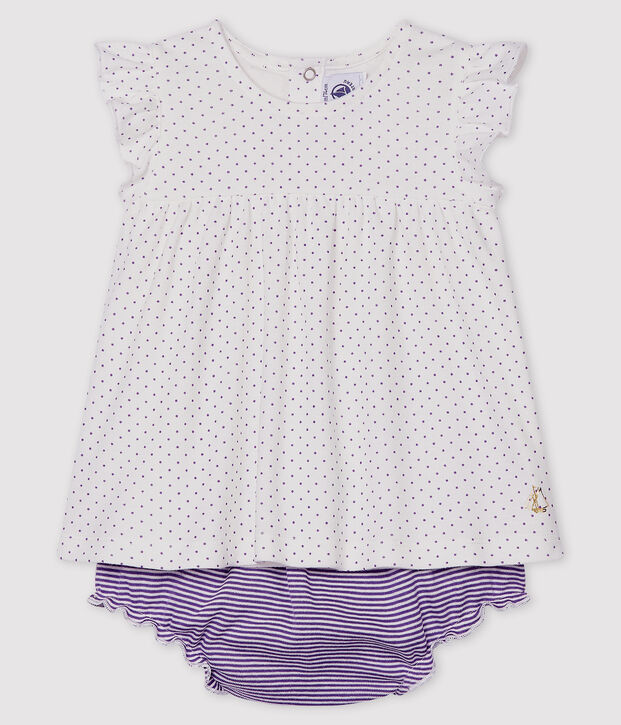 Conjunto de dos piezas para beb&eacute; ni&ntilde;a violeta/blanco