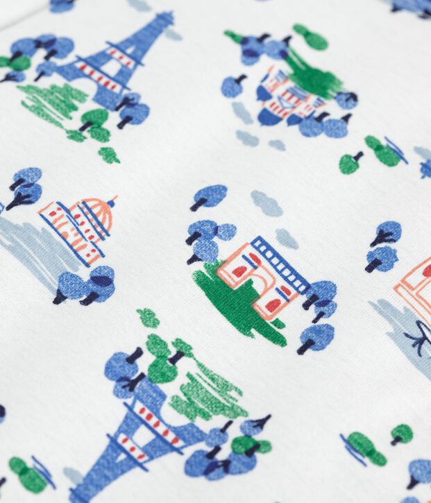 Chaleco reversible de algod&oacute;n con estampado de Par&iacute;s para beb&eacute; blanco/multicolor