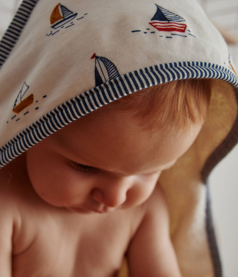 Toalla de ba&ntilde;o y manopla para beb&eacute; con estampado marino blanco MARSHMALLOW/azul MEDIEVAL/ MULTICO