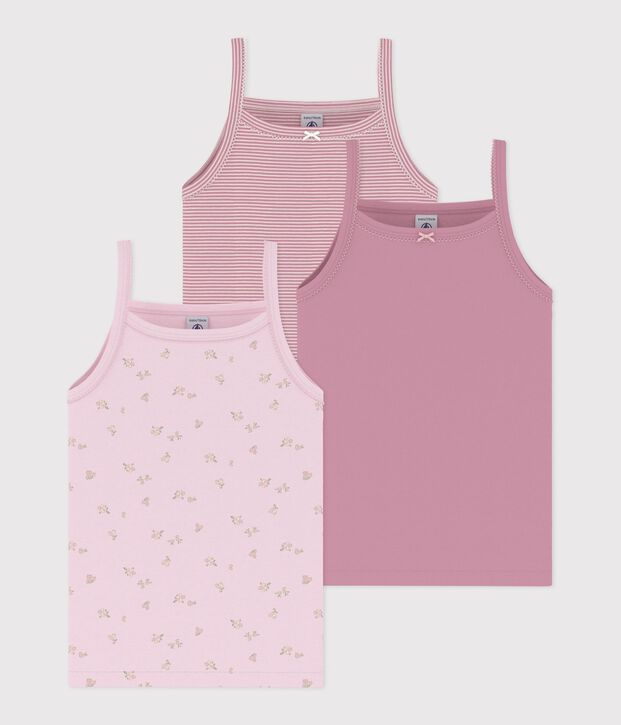 Juego de camisetas de tirantes infantiles de algod&oacute;n con flores multicolor