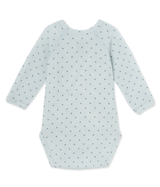Body de manga larga de lana y algodón de primera puesta para bebé niño azul FRAICHEUR/gris TEMPETE