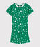 Pijama corto verde con estrellas de algodón de niño verde GAZON/blanco ECUME