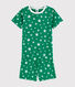 Pijama corto verde con estrellas de algodón de niño