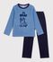 Pijama infantil de terciopelo liso con estampado azul/azul