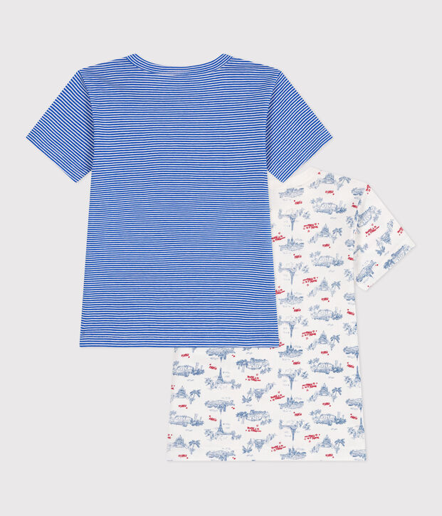 Juego de 2 camisetas infantiles de algod&oacute;n de manga corta con estampado de Par&iacute;s multicolor