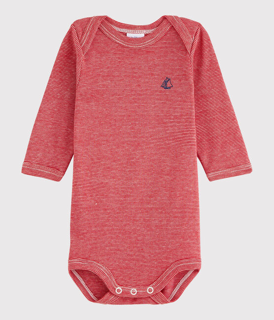 Bodi de manga larga de bebé niña/niño rojo TERKUIT/blanco MARSHMALLOW
