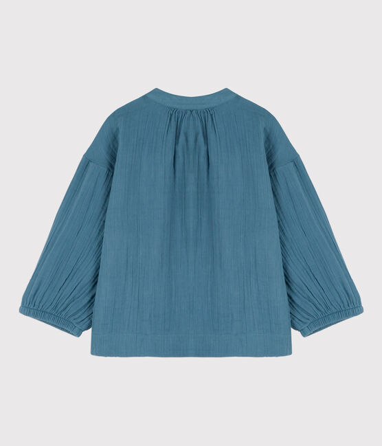 Blusa de gasa de algodón de niña azul ROVER