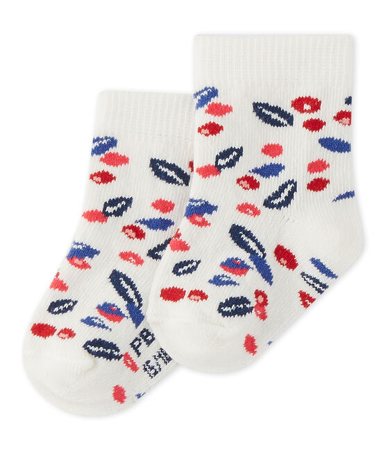 Calcetines bebé niña estampados blanco MARSHMALLOW/blanco MULTICO