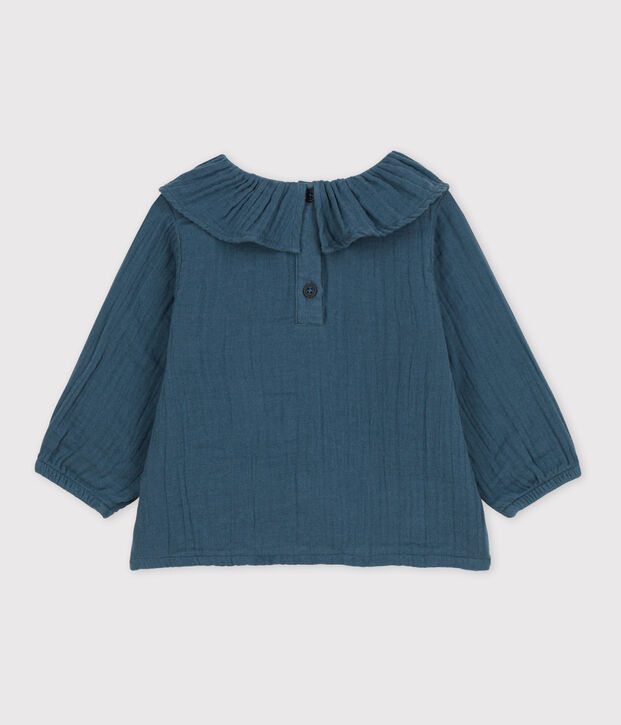 Blusa de manga larga de gasa de algod&oacute;n para beb&eacute; gris