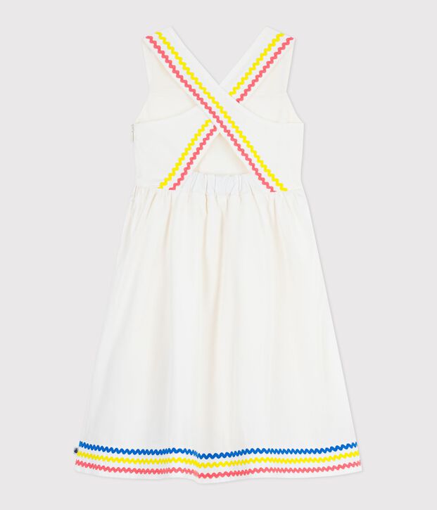 Vestido infantil largo de tirantes de algod&oacute;n blanco