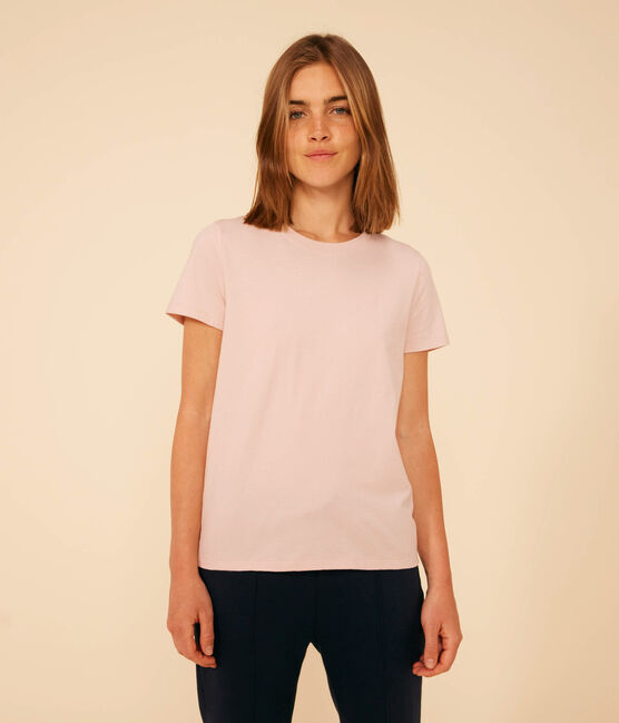 Camiseta LA RECTA de algodón con cuello redondo para mujer rosa SALINE