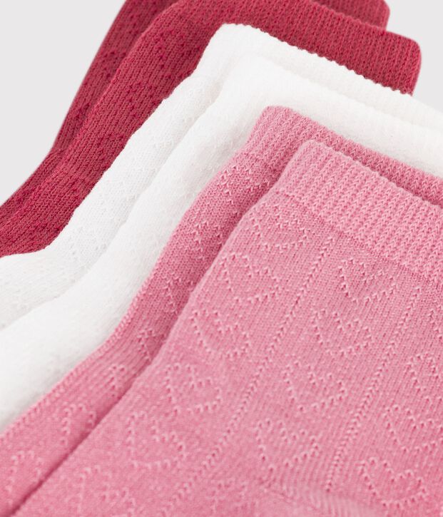 3 pares de calcetines de algod&oacute;n calado con corazones para beb&eacute; multicolor