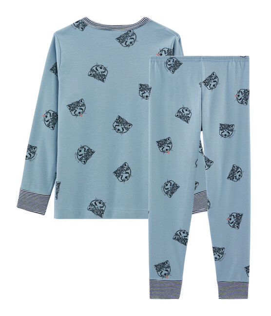 Pijama de punto para niño azul ACIER/blanco MULTICO
