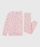 Pijama infantil de terciopelo con estampado de flores rosa JOLI/blanco MULTICO