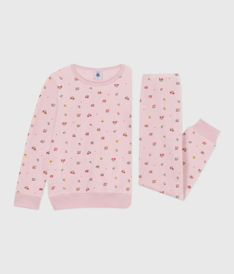 Pijama infantil de terciopelo con estampado de flores rosa/multicolor
