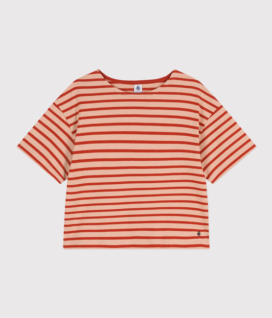 Marinera de algodón para mujer beige VINTAGE/rojo HARISSA