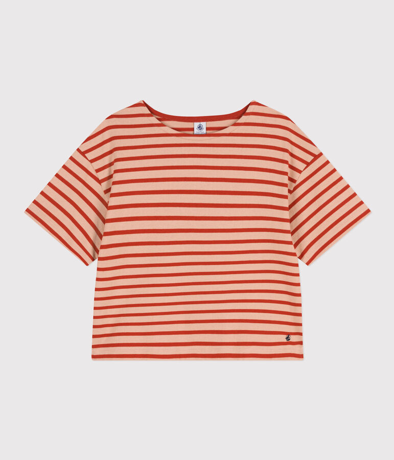 Marinera de algod&oacute;n para mujer beige VINTAGE/rojo HARISSA